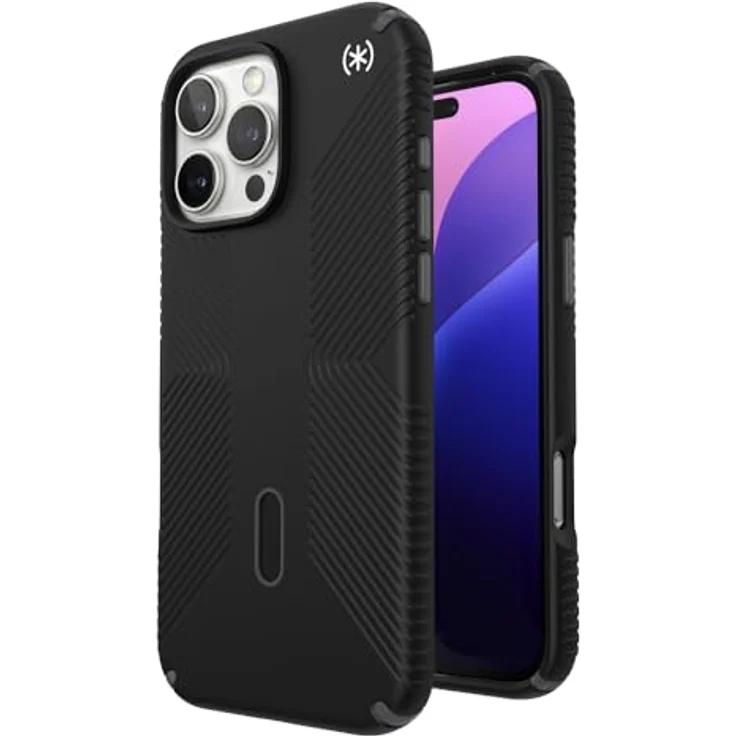 Speck Schwarz iPhone 16 Pro Hülle MagSafe und ClickLock – schlanker Fallschutz – Magsafe-kompatibel – Schwarz/Schiefer – Bild 3
