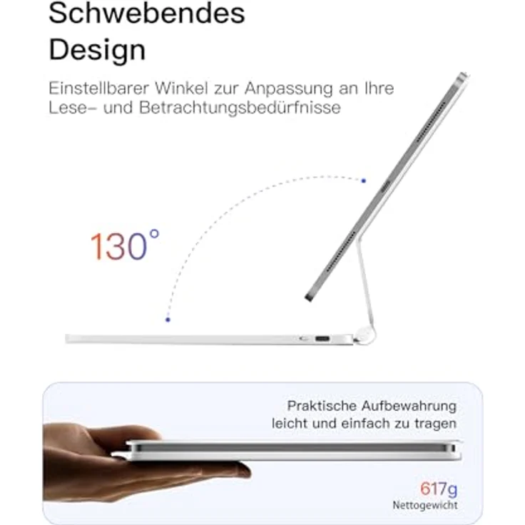 Inateck NeoMagic Magnetische Tastatur Hülle für iPad 10. Generation 10,9 Zoll und 11. Generation 2025 A16, mit Touchpad, 7-farbige Hintergrundbeleuchtung, magnetischem Schwebeständer und präzisem Trackpad, KB09119 – Bild 3