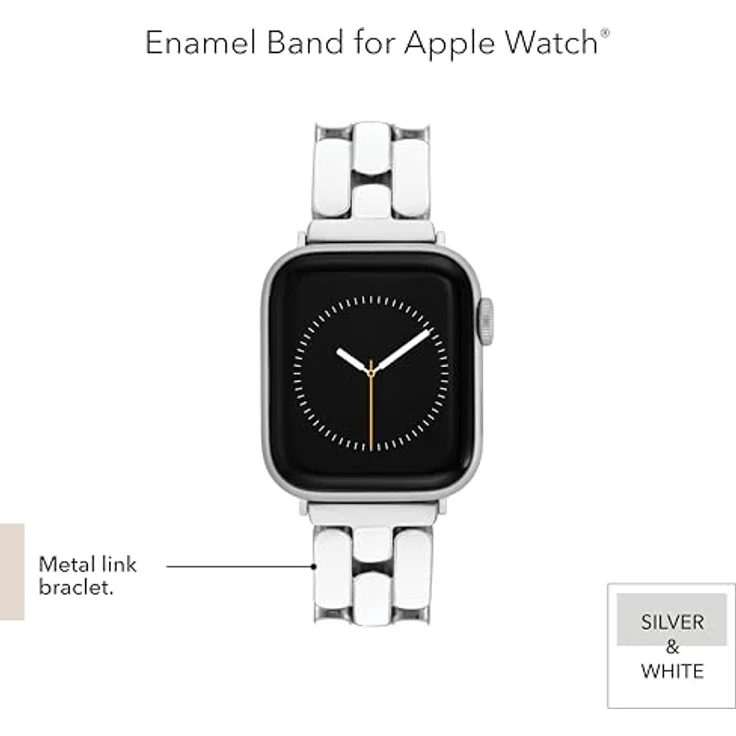 Anne Klein Modisches Armband für Apple Watch, verstellbares Metallglieder-Ersatzband in Weiß/Silber, kompatibel mit 42mm (Series 10) sowie 38/40/41mm, WK/1049SVWT38 – Bild 5