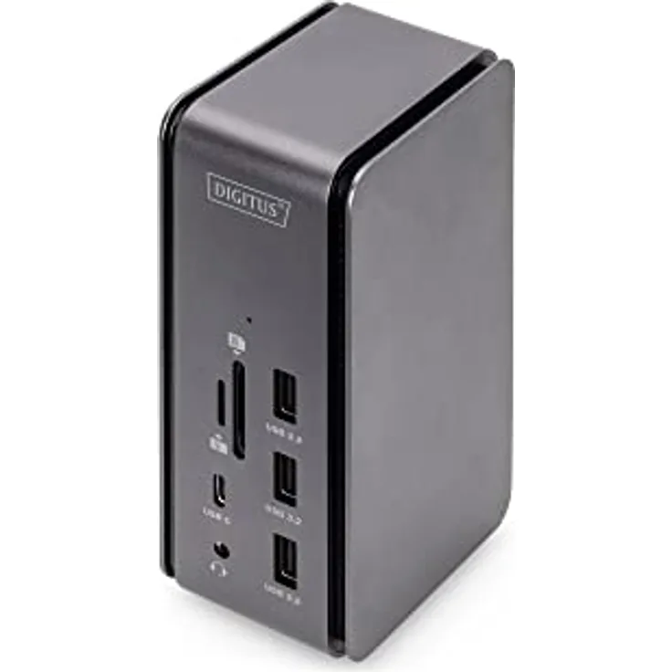 DIGITUS USB4 Thunderbolt Docking Station – 14 Ports – 1x HDMI, 1x DP (8K@30Hz) – 6x USB 3.0 / USB 2.0, 2x USB Typ-C – RJ45 LAN, Klinke Audio, Kartenleser – Grau