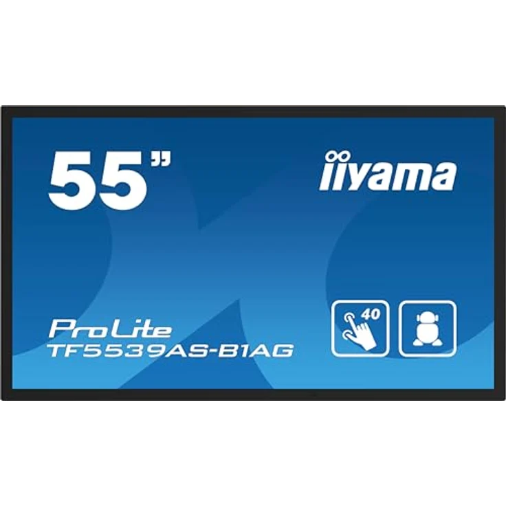 iiyama Prolite TF5539AS-B1AG 139cm 54,6" IPS LED-Monitor 4K UHD Open Frame 40 Punkt Multitouch Bonded PCAP kapazitiv HDMI DP RJ45 RS-232c USB2.0 IP65 Android OS AntiGlare Touch-durch-Glass 24/7, Schwarz – Bild 2