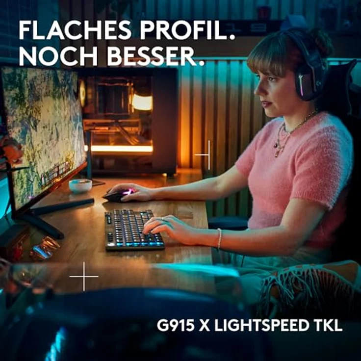 LOGITECH G915 X TKL Lightspeed, Kaihua GL Linear Gaming-Tastatur, kabellos, Aluminiumgehäuse, RGB, schwarz – Bild 3