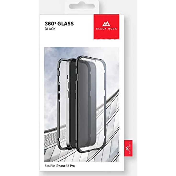 Black Rock - Hülle 360 Grad Glass Case Passend für Apple iPhone 14 Pro I Handyhülle, Magnet Verschluss (Transparent mit schwarzem Rahmen) – Bild 4