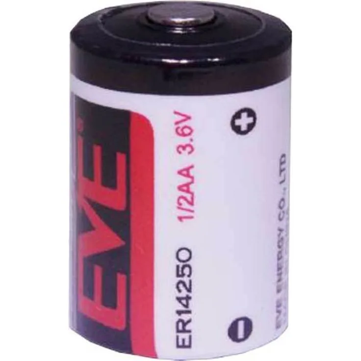 EVE ER14250 bobbin cell 1/2AA, Lithium-Thionylchlorid Rundzelle 3,6V 1200mAh mit hohem Dauerstrom und großem Betriebstemperaturbereich