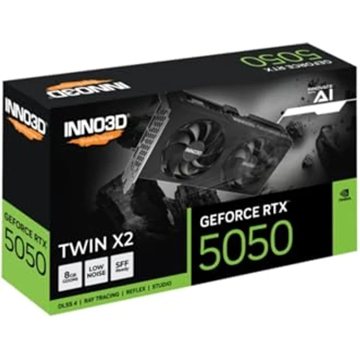 Inno3D RTX5050 Twin X2, 8GB GDDR6 Grafikkarte mit 2 Lüftern, HDMI und 3xDP, bis zu 7680 x 4320 Pixel, PCIe 5.0, hohe Boost-Frequenz 2572 MHz – Bild 3