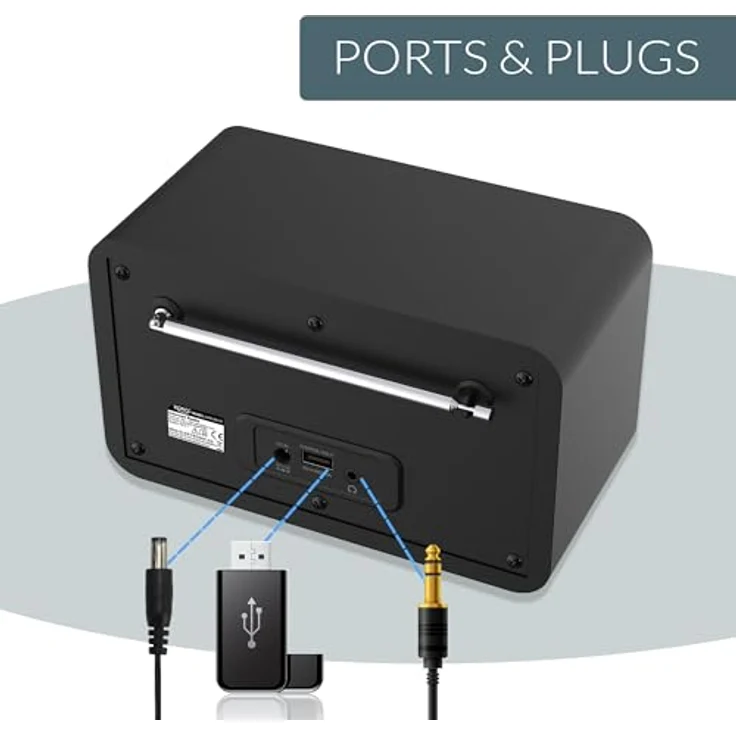 Xoro DAB 300 IR, Digitales WLAN Internet Radio mit 2.4“ Farbdisplay, Bluetooth 5.2, FM/DAB+, Wecker, Schwarz – Bild 4