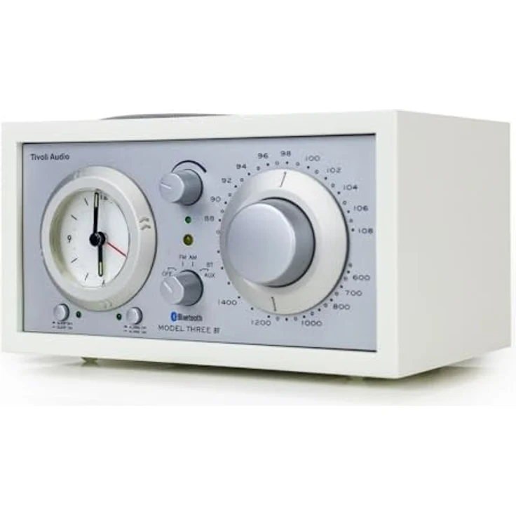 Tivoli Audio Model Three Bluetooth UKW-/MW-Radiowecker, AM/FM-Radio mit Weckerfunktion und USB-Aufladung, Weiß/Silver – Bild 2