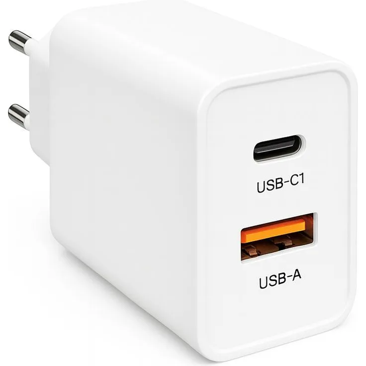 Marco Kuhn 45W Schnellladegerät USB-C & USB-A, kompakt in Weiß, geeignet für MacBook, Laptop, Smartphone und Tablet mit GaN-Technologie