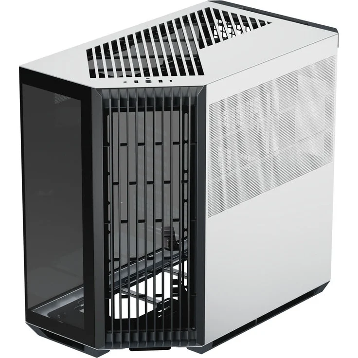 APNX V1 PC-Gehäuse, Midi-Tower, ATX, Tempered Glass - schwarz / weiß, extravagantes Design mit Panoramafenster – Bild 1