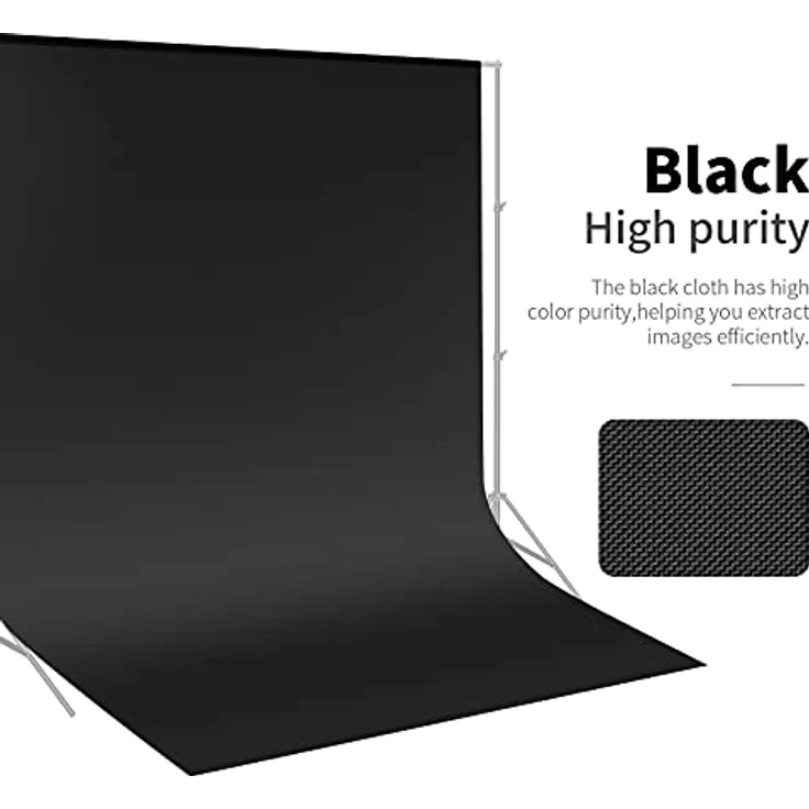 Neewer 10 x 12 ft/3 x 3,6 m Pro Foto Studio 100% Pure Musselin klappbar Hintergrund Hintergrund für Fotografie, Video und Gartenblick (nur Hintergrund) - Schwarz – Bild 7