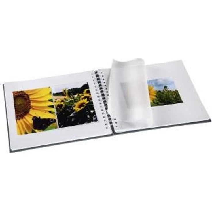 Hama Fotoalbum, 28 x 24 cm, 50 weiße Seiten, 25 Blatt, mit Ausschnitt für Bildeinschub, Fotobuch grau – Bild 2