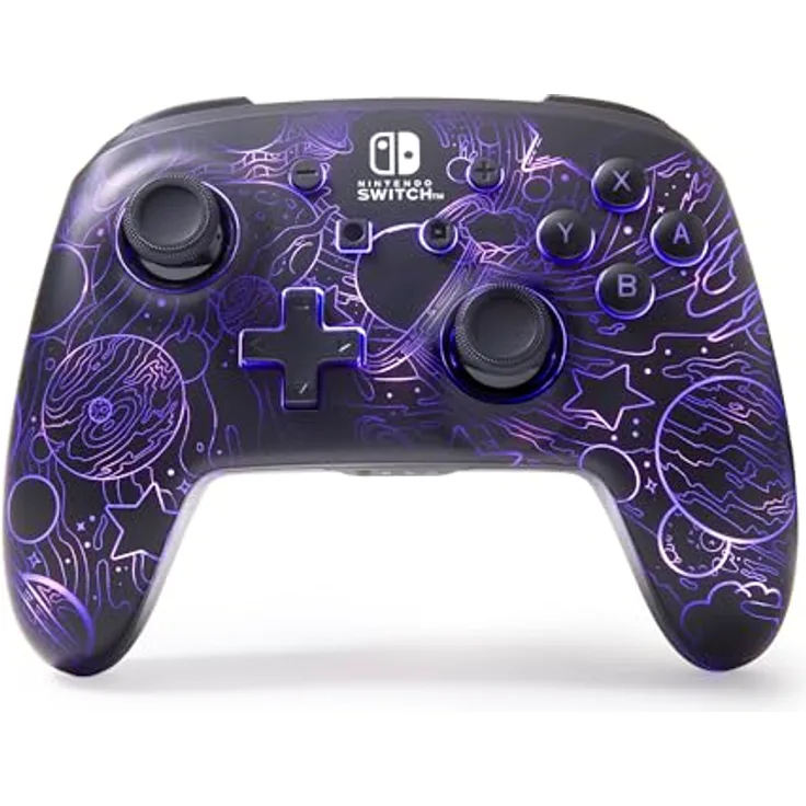 PowerA Verbesserter Kabelloser Controller für Nintendo Switch - RGB Galactic Vortex, Ghost LED-Beleuchtung, Wiederaufladbar, Offiziell Lizenziert
