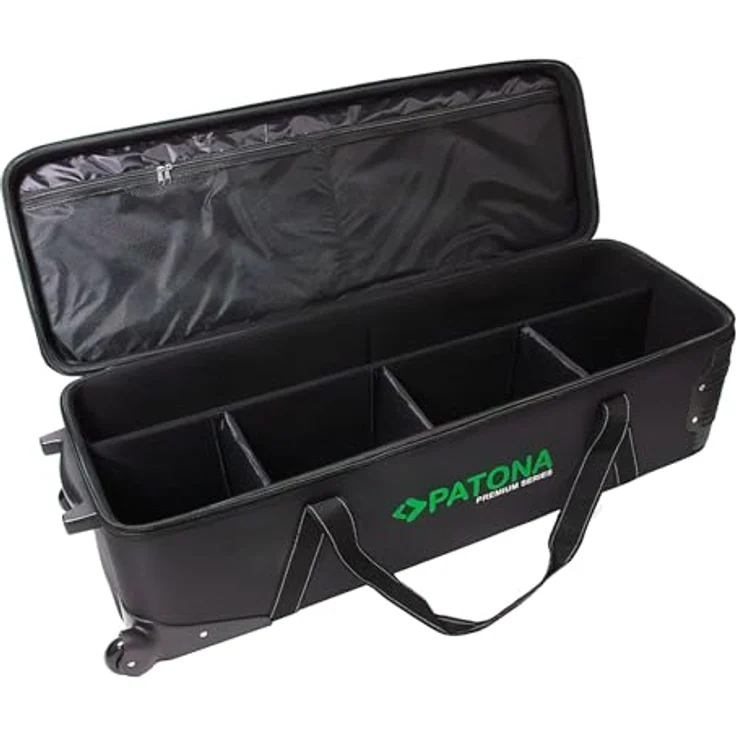 PATONA Premium Rollkoffer für Studioblitze und Zubehör, Nylon schwarz, Innenmaße 100 × 33 × 24 cm, inklusive 4 Klett-Trenner und Bodeneinlage – Bild 2
