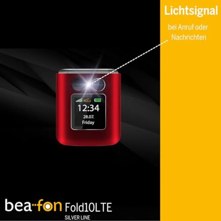 Beafon Fold 10, 4G Smartphone 5,59 cm (2,2 Zoll), Single SIM, Rot, Versandkostenfrei, Bluetooth, Micro SD, 1350mAh Akku – Bild 5