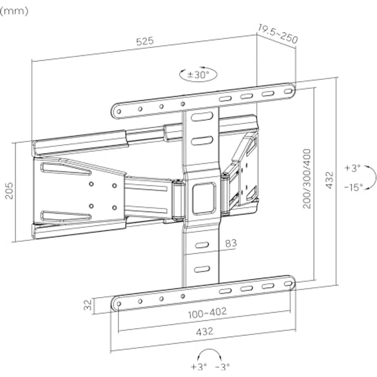 Kruger&Matz KM1307, TV-Wandhalterung für 37-75" bis 50kg, Ultra Slim, VESA-kompatibel, neigbar+3°/-3° – Bild 12