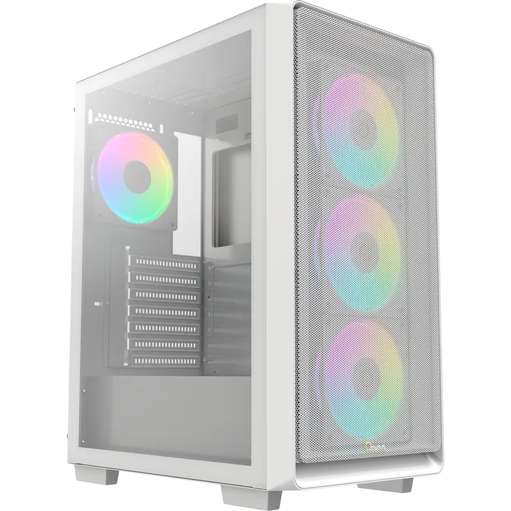 OCYPUS Ocypus Gamma C60 ARGB, Midi Tower PC Gehäuse in Weiß, unterstützt ATX, ITX, micro ATX, mit RGB Beleuchtung und Seitenfenster