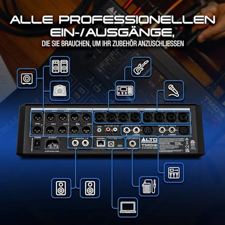 Alto TMD 16, 16-Kanal-Digitalmixer mit 100mm Touchfadern, 7"-Farbdisplay, Bluetooth-Streaming und 2x2 USB-Interface – Bild 8