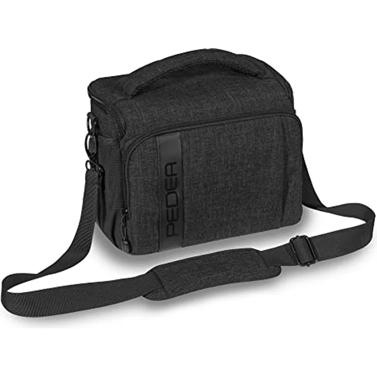 PEDEA DSLR-Kameratasche Fashion Fototasche für Spiegelreflexkameras mit wasserdichtem Regenschutz, Tragegurt und Zubehörfächern (Größe XL, schwarz) – Bild 2