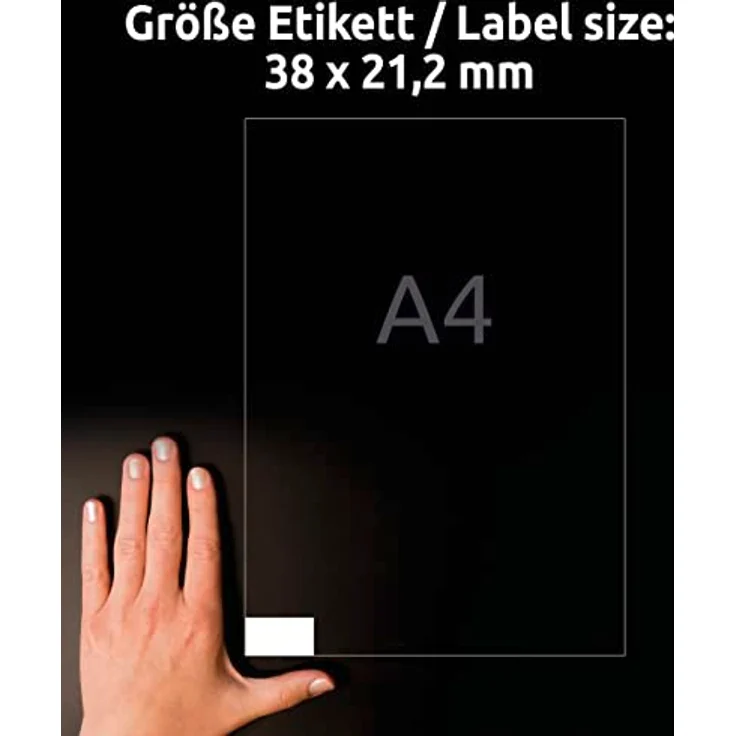 AVERY Zweckform 3666-200 Universal Etiketten (13.000 plus 1.300 Klebeetiketten extra, 38x21,2mm auf A4, Papier matt, individuell bedruckbar, selbstklebende Aufkleber mit ultragrip) 220 Blatt, weiß – Bild 4