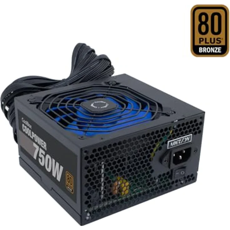 CoolBox CoolPower 750W, PC Netzteil mit 80 PLUS Bronze-Zertifizierung, aktiver Kühlung und vielseitigen Anschlussmöglichkeiten, Schwarz – Bild 2