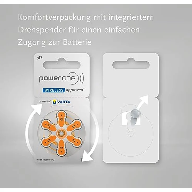 Varta PowerOne P 13 - Hörgerätebatterie PR48 - 310 mAh 1,4 V (60 Stück) – Bild 9