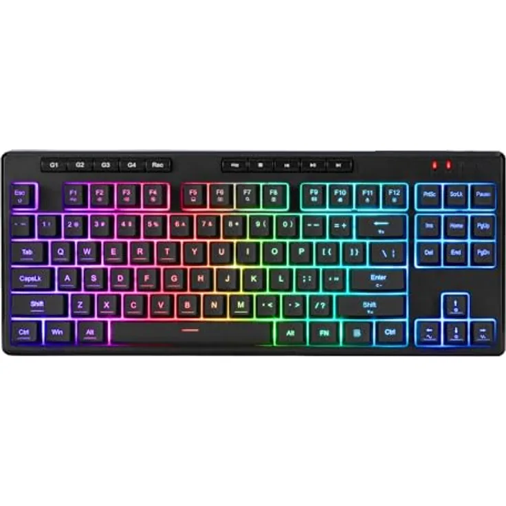 Redragon K516RGB-PRO SHIVA PRO 87, Ergonomische TKL-Tastatur mit dynamischer RGB-Beleuchtung, kabelgebunden und kabellos, Schwarz