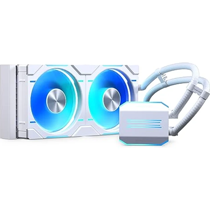 Phanteks Glacier One D30 AIO CPU-Kühler, Phanteks D30 Lüfter, DRGB-Beleuchtung, Wasserkühlung, Daisy-Chaining, Kupfer-Basis, 240mm, Weiß – Bild 1