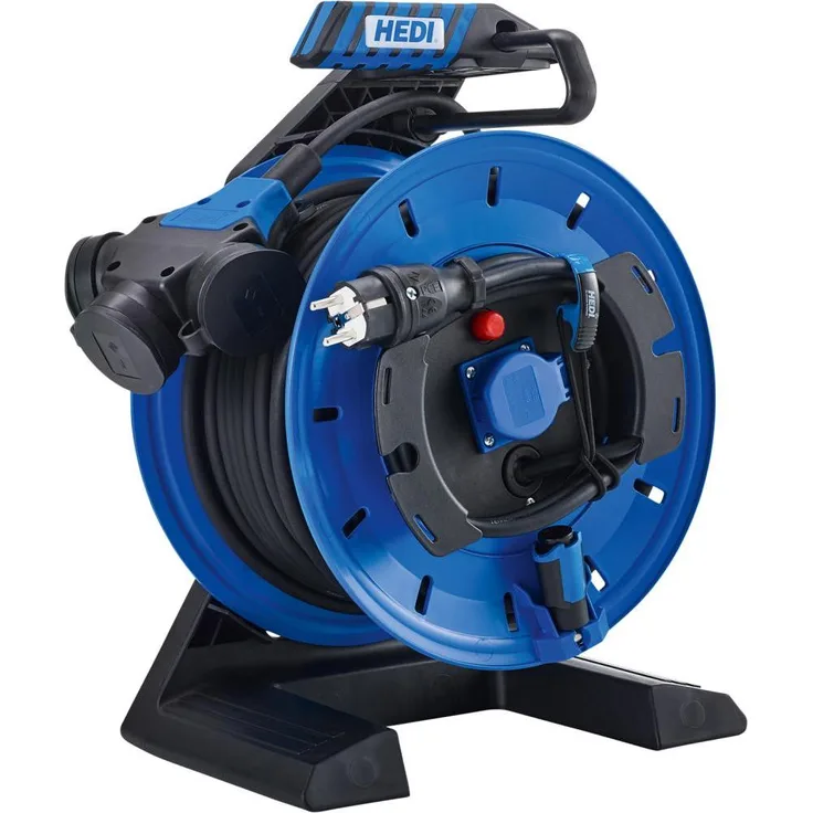 Magni Vollkunststoff-Kabelrolle 40m, Gerätekabeltrommel mit Stecker-Typ E H07RN-F 3G2,5, Überlastschutz, VDE-geprüft