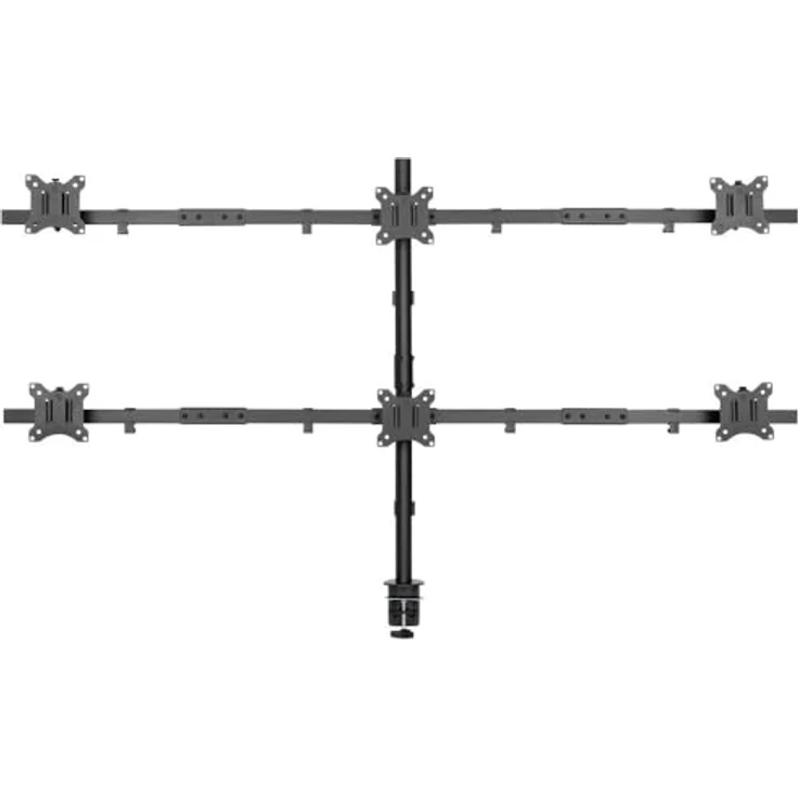SpeaKa Professional SP-MM-1010 Monitorhalterung für bis zu 6 Monitore, VESA-kompatibel, Tischmontage, max. 81,3 cm (32 Zoll), Schwarz – Bild 1
