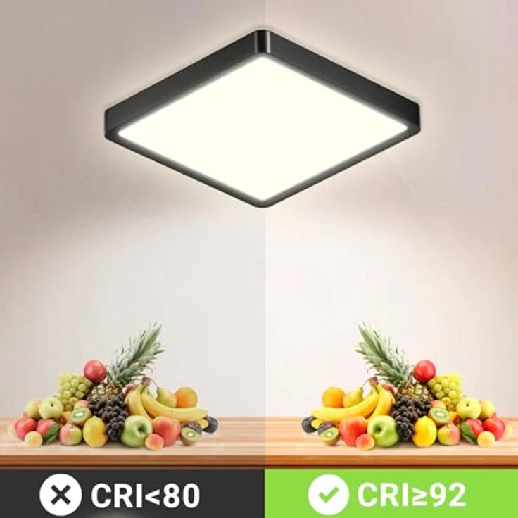 LQWELL® Deckenleuchte LED Deckenlampe, IP44 Wasserfest Badlampe Quadrat Flach 18W 4000K 1600LM, Modern Schlicht Lampe Dünn, 220 * 24mm, für Wohnzimmer Badezimmer Schlafzimmer Küche Flur Keller Büro – Bild 3