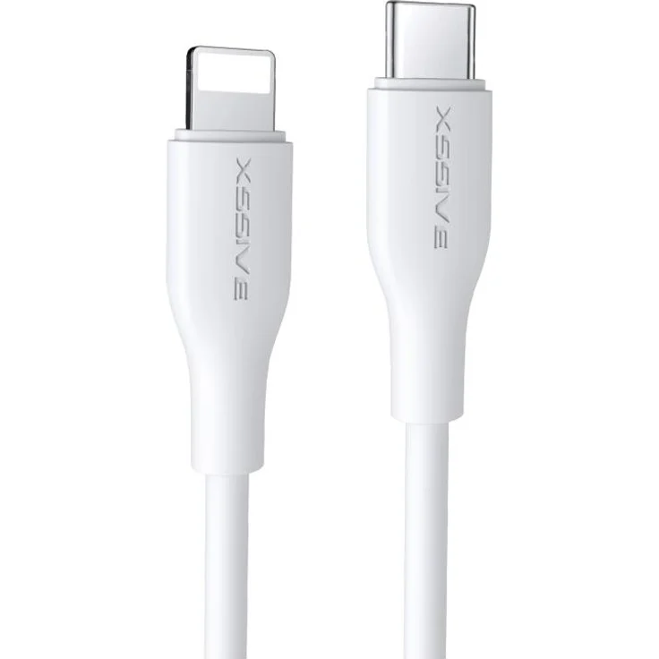 Xssive 20W 2 Meter USB-C zu iPhone Datenkabel, 2.4A Schnell-Ladekabel in Weiß für Synchronisation und Aufladung