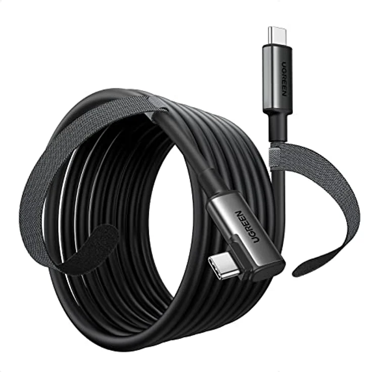 Ugreen Right Angle USB-C to USB-C Link Cable, 5m, 60W, Datenübertragungsrate 5 Gbit/s, schwarz – Bild 1