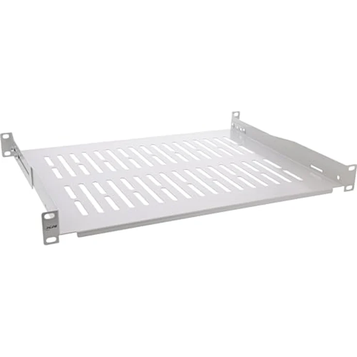 InLine 19" Fachboden, 350mm, 50kg, 1HE, RAL 7035 grau, strapazierfähiger Server-Zubehör Fachboden aus hochwertigem Stahl – Bild 1