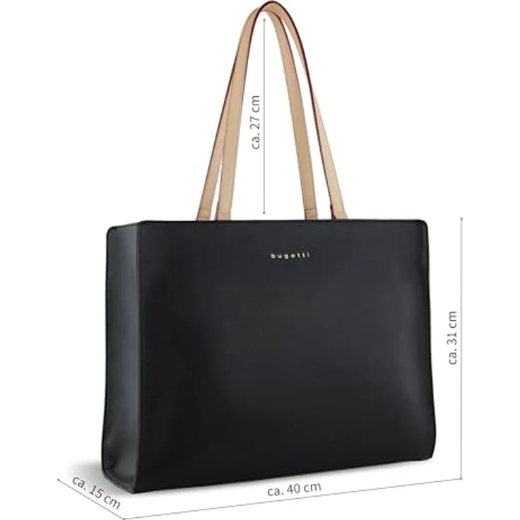 bugatti Ella Business System Bag, elegante Aktentasche mit 13-Zoll-Laptopfach, Organizer und 100% Handmade, Schwarz – Bild 2