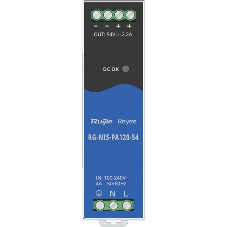 Reyee RG-NIS-PA120-54, Industrielles Netzteil mit 120 W, Schutz gegen Überstrom, Überspannung und Überhitzung, Betriebstemperatur bis 70 °C