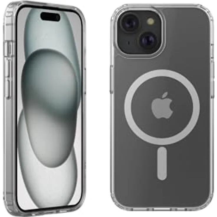 Belkin SheerForce antimikrobielle, mit MagSafe kompatible Handyhülle für iPhone 15, durchsichtige iPhone 15 Hülle mit integrierten Magneten und erhöhten Rändern zum Schutz des Displays und der Kamera
