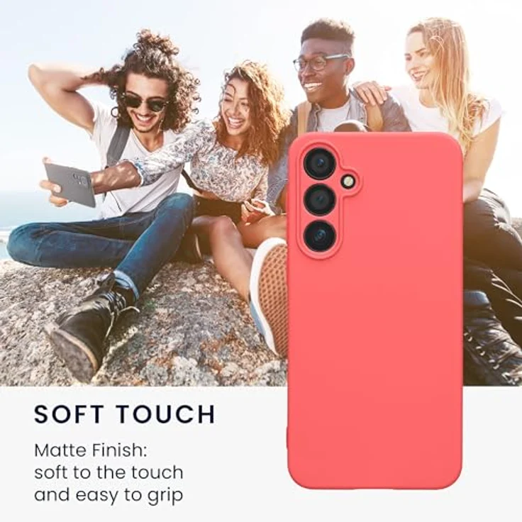 kwmobile Handyhülle für Samsung Galaxy A55 5G, weiche TPU Silikon Schutzhülle in Neon Koralle, rutschfest und reißfest mit präzisen Kameralöchern – Bild 4