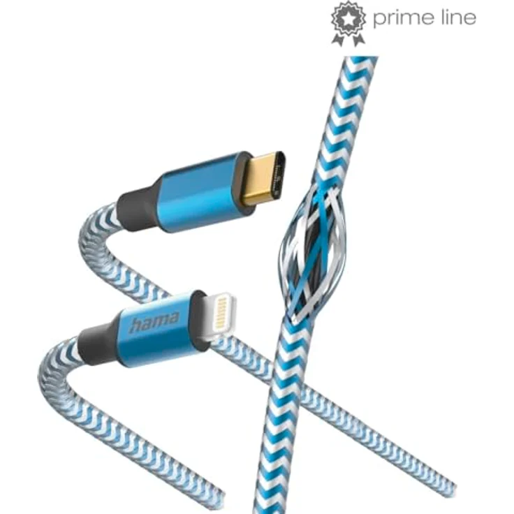 HAMA Reflective, USB-C auf Lightning Ladekabel, 1,5 m, Nylon, Blau, maximales Schnellladen und Datenübertragung bis 480 Mbit/s – Bild 2