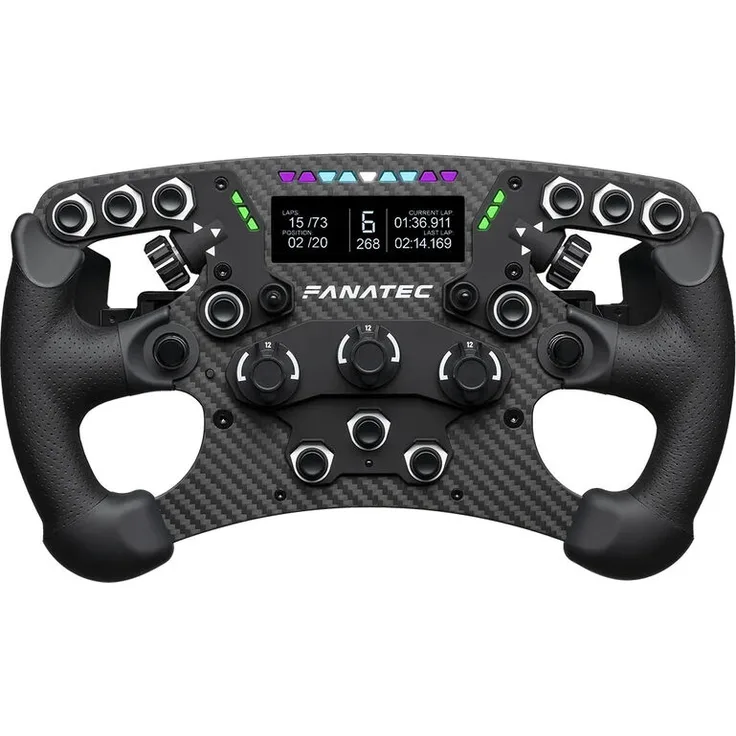 Fanatec Clubsport Formula V3 Lenkrad, 290 mm mit 2,7”-Zoll-OLED-Display, RGB, Schwarz, 20 Steuerelemente und QR2-Quick-Release
