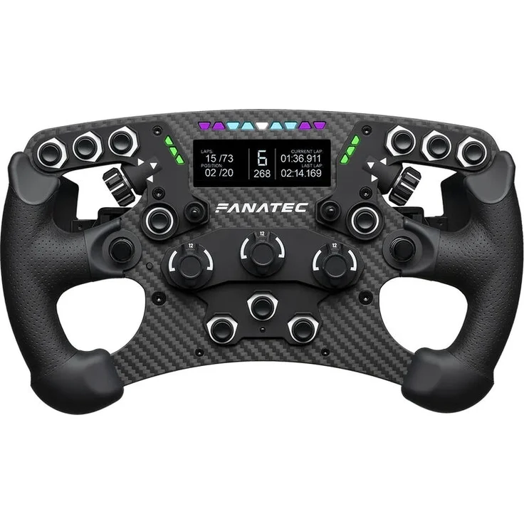 Fanatec Clubsport Formula V3 Lenkrad, 290 mm mit 2,7”-Zoll-OLED-Display, RGB, Schwarz, 20 Steuerelemente und QR2-Quick-Release