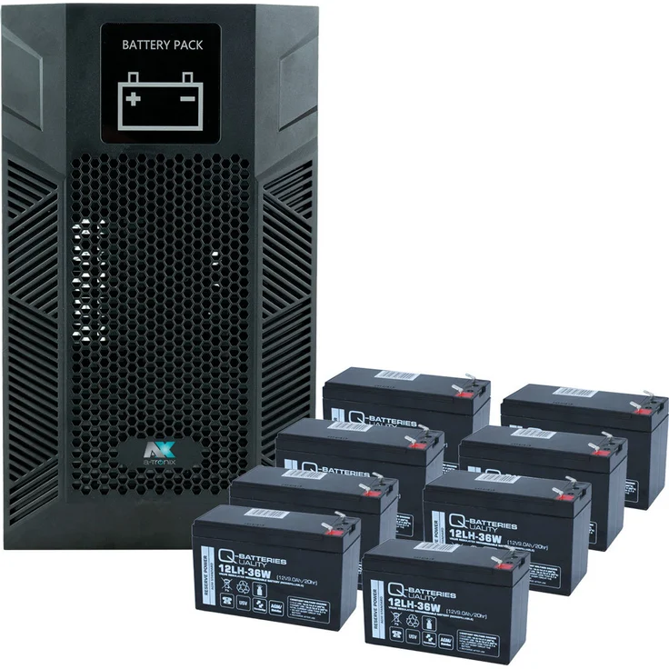 a-TroniX USV Batterie Erweiterung Tower 2kVA, bis zu 8 Akkus 9Ah, erweiterbare Laufzeit für UPS Edition One