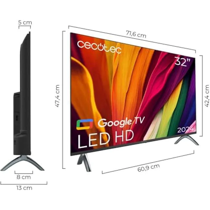 Cecotec A4 Serie ALH40032, 32" LED Smart TV mit Google TV, Dolby Audio, Chromecast, 16 GB ROM – Bild 2