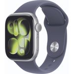 Apple Watch Series 11 Cellular, 42 mm, Aluminiumgehäuse Silber, Sportarmband Nebelviolett - S/M