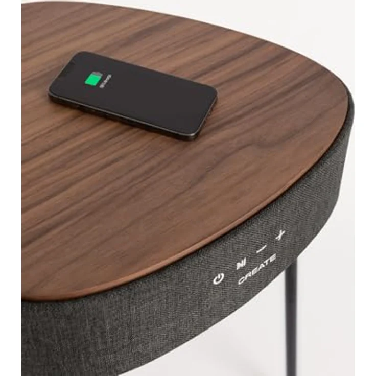 CREATE Speaker Table 180, Tischlautsprecher aus Dunkelholz mit unidirektionaler 180º Tonqualität, Bluetooth 5.0, kabelloses Ladegerät, 5 Stunden Akkulaufzeit, MP3-, WMA- und WAV-Format – Bild 2