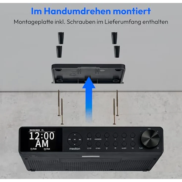 MEDION P66750 Küchen Unterbauradio (DAB+ Küchenradio, Bluetooth, dimmbares TFT Farbdisplay) - Schwarz – Bild 4