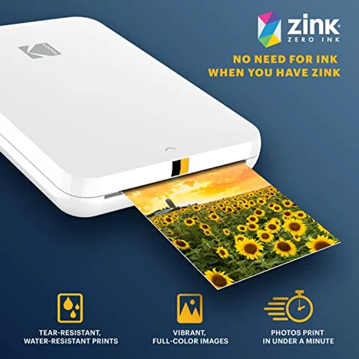 KODAK Step Slim Sofort-Smartphone-Fotodrucker, tragbarer Zink-Fotodrucker für iOS- & Android-Geräte, 2x3” Klebefotos, Bluetooth, Weiß – Bild 3