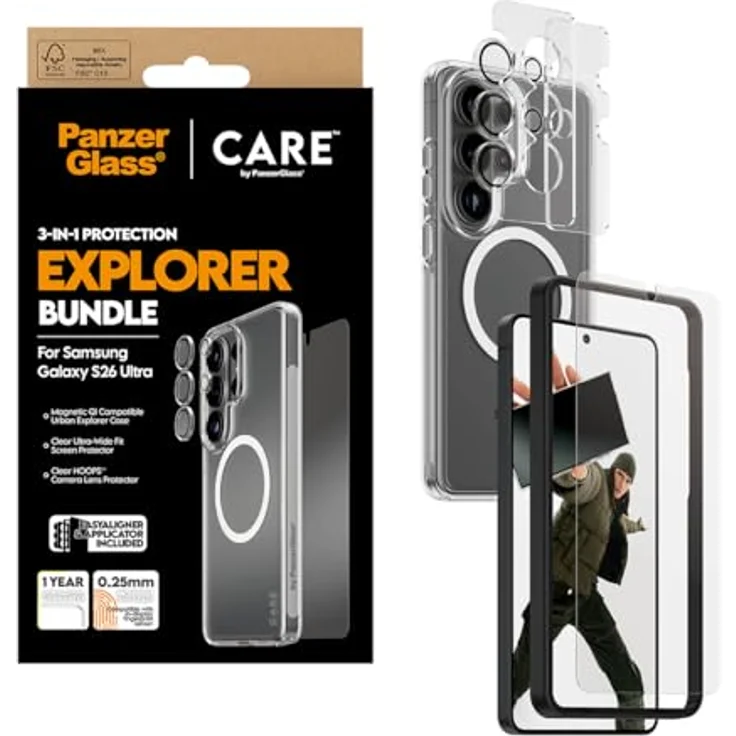 PanzerGlass Displayschutzglas für Samsung Galaxy S26 Ultra, Rand-zu-Rand Abdeckung, recyceltes Glas, inklusive Kameraobjektiv-Schutz und transparentem Case – Bild 5