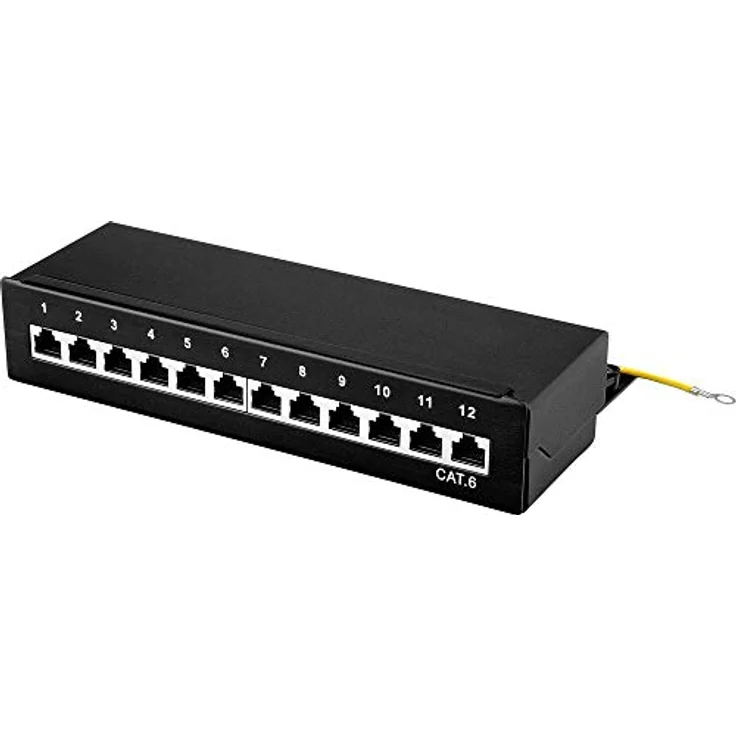 Renkforce 12 Port Netzwerk-Patchbox CAT 6, 1 HE, robuste Stahlkonstruktion, wandmontierbar, ideal für Heimnetzwerke – Bild 1