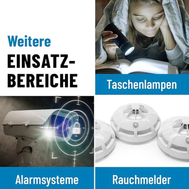 ABSINA ABSINA Batterie CR123A Lithium 3V 4er Pack Batterie, hohe Kapazität und Temperaturfestigkeit, (1 St) – Bild 3