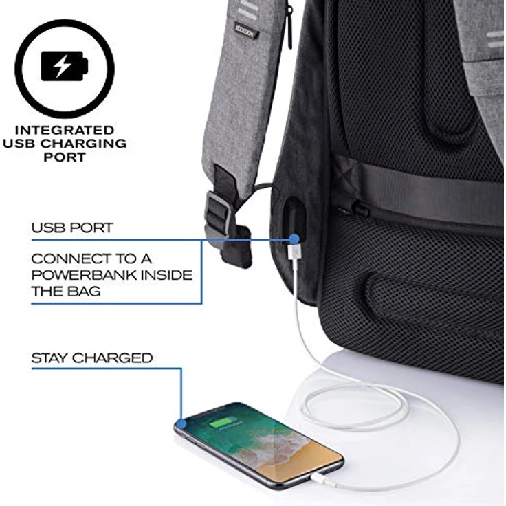 XD Design Bobby Hero Small, Rucksack mit RFID-Schutz und Laptopfach für 38 cm Geräte, grau – Bild 3